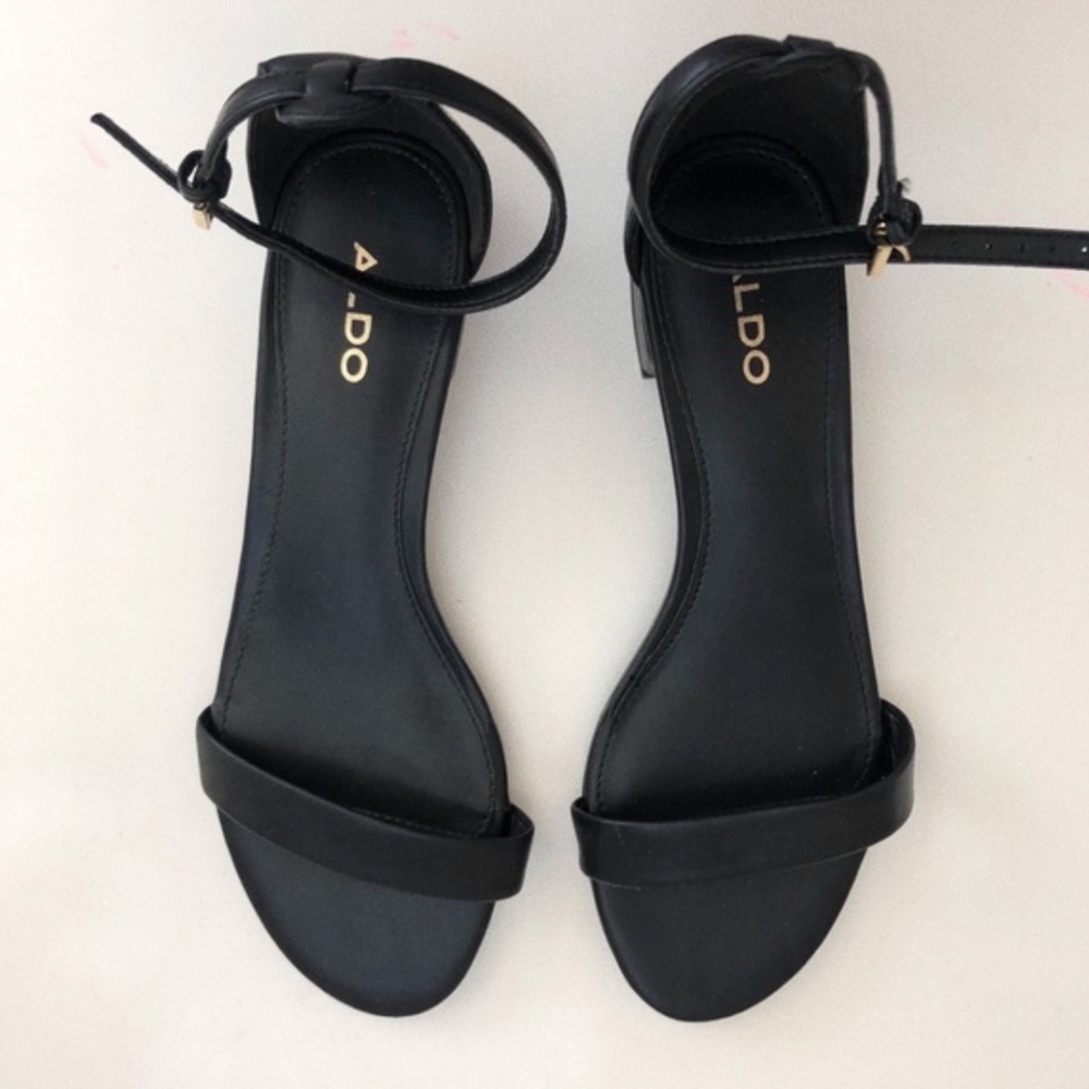 Aldo Premium Leather Sandals In Black